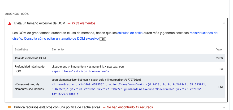 reducir el tamaño del DOM en WordPress