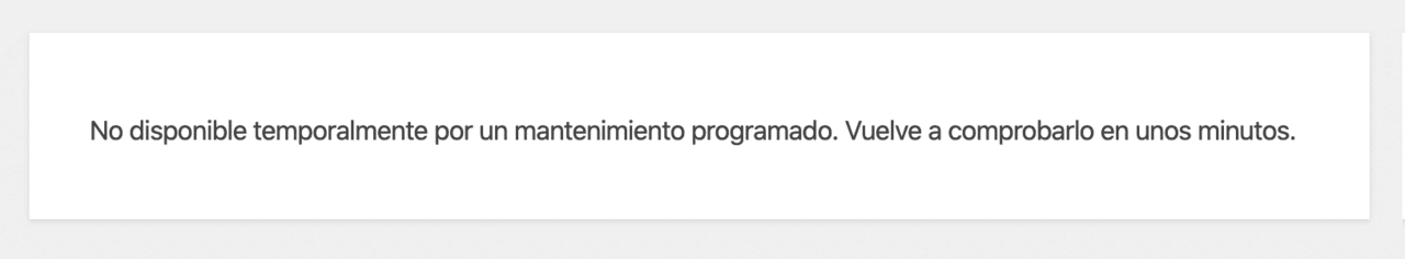 modo de mantenimiento wordpress
