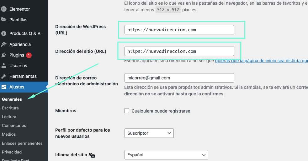 cambiar la URL de WordPress, cambiar enlaces WordPress, cambiar el dominio de WordPress