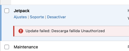 Update Failed Descarga Fallida, Update Failed Descarga Fallida Unauthorized