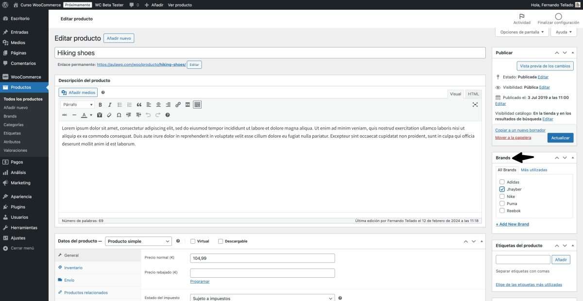 Marcas de manera nativa en WooCommerce